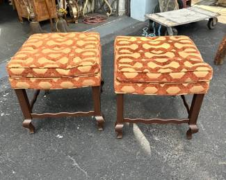 Pair of square vintage benches