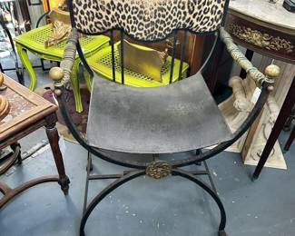 Bronze and brass campaign chair