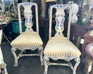 Pair of hand-painted English chairs