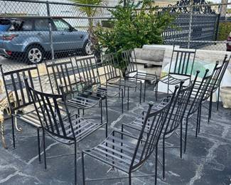 Set of 12 cold-rolled steel (heavy) iron side chairs.