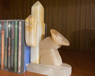 Hand Carved Onyx Mexican Cactus Themed Bookend