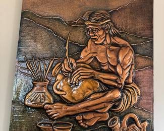 Copper relief plaque