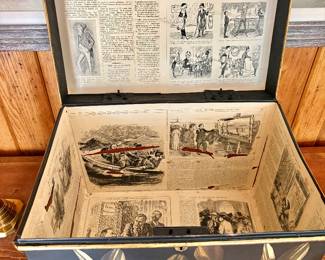 Antique Floral Tin Toleware Storage Chest 