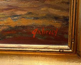 Signed Autumn Landscape Painting with Gilt Frame