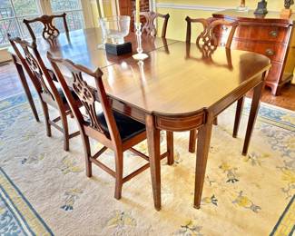 Federal Sheraton Style Dining Table with 6 Chippendale Style Chairs