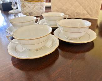 Herend Golden Edge Cups and Saucers