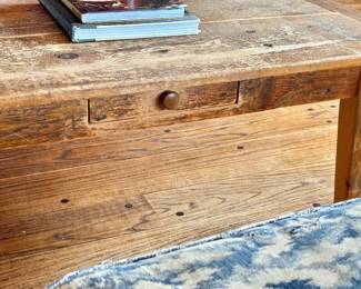 Rustic, Solid Wood Coffee/Cocktail Table with Single Drawer