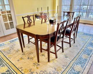 Federal Sheraton Style Dining Table with 6 Chippendale Style Chairs
