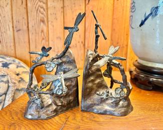 Pair of Metal Dragonfly Book Ends