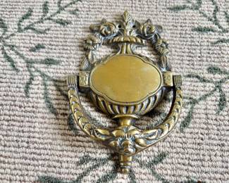 Vintage Brass Lions Head and Floral Door Knocker