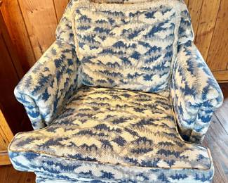 Pair of Vintage Lounge Chairs with Chinoiserie Upholstry