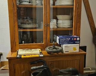 China Cabinet - dishes, silver ware, bowls, etc