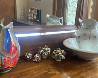 Murano Vase, Italy Porcelain Floral Bouquets