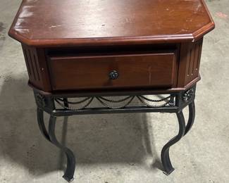 Wood metal nightstand