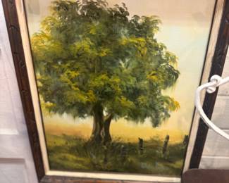 framed landscape oil