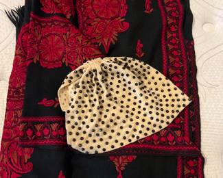 Vintage scarf and beaded hat