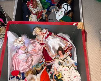 Vintage porcelain and costume dolls
