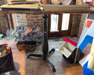 Vintage Industrial drafting table with cast iron tripod base