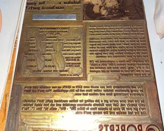 Historical brass printing plate from D A Robert’s & Co