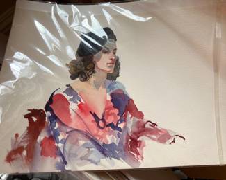 French woman with beret watercolor