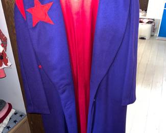 Kay Smith designed Patriotic coat with red stars and lining