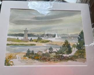 Coastal landscape watercolor