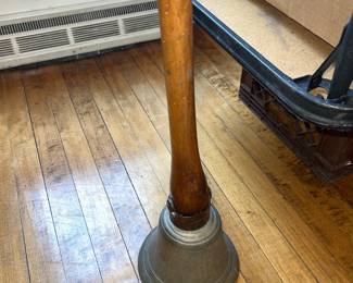 Vintage brass hand bell with wooden handle