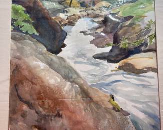 Peaceful woodland scene watercolor