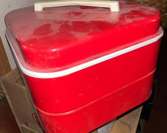 Swedish stacking storage tin - red enamel