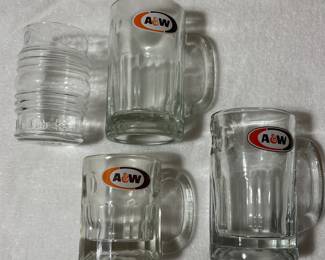 Vintage A&W Mugs and Red Lobster glass