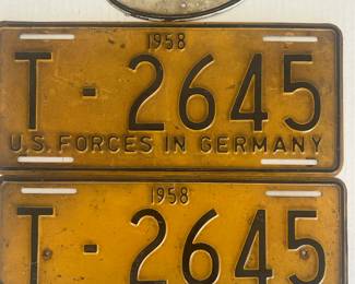 Antique US Military Personnel License Plates