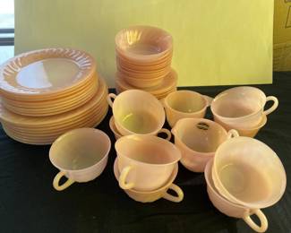 Pink Fire King Dish Set