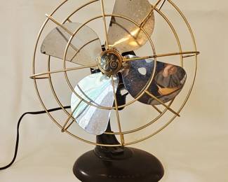 General Electric 12 Inch Stationary Brass Bladed Desk Fan