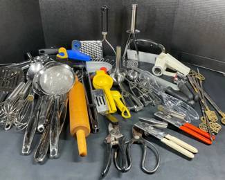 Large Assorted Kitchen Utensil  Gadget Lot  Stainless Steel, Vintage  Modern Mix
