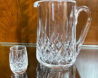Waterford Lismore Crystal Pitcher And Cordial Glass