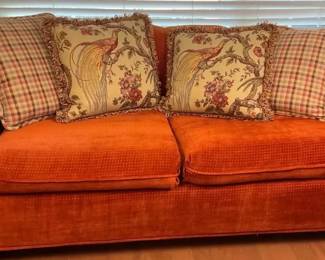 Kroehler Citation Orange Loveseat with Accent Pillows