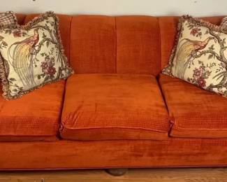 Kroehler Citation MidCentury Style Sofa in Burnt Orange Upholstery