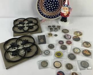 Patriotic Decor  Military Challenge Coin Lot  American Legion, Vietnam Veteran  More