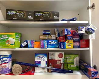 Large Household Supply Lot  Swiffer, Ziploc, Reynolds Wrap, Lysol  More