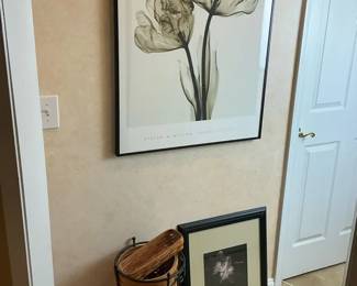 Framed Floral Wall Art Set  Steven N. Meyers Print Matching Botanical  Longaberger Wicker Basket