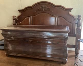 Solid wood king size bed, and matching dresser