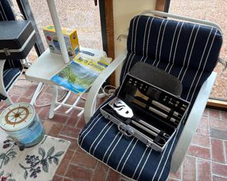Outdoor grill set, sunroom chairs