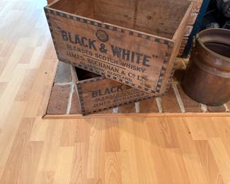 two vintage wooden crates
