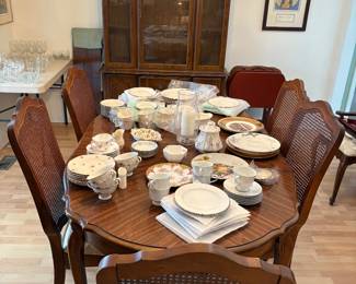 Dining room table with six chairs and China cabinet