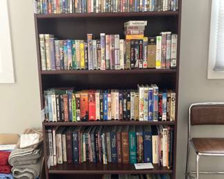 bookcase, DVDs and VHS