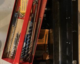 tool box and drill bits