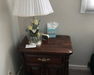 nightstand and lamp
