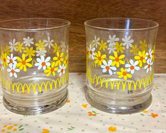 Mcdonald's Floral Daisy Juice Glasses 1970s