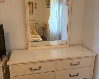 VTG Faux Bamboo Dresser with Mirror "Bali Hai Collection by Henry Link 
