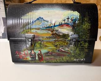 VTG metal lunchbox repurposed and hand painted